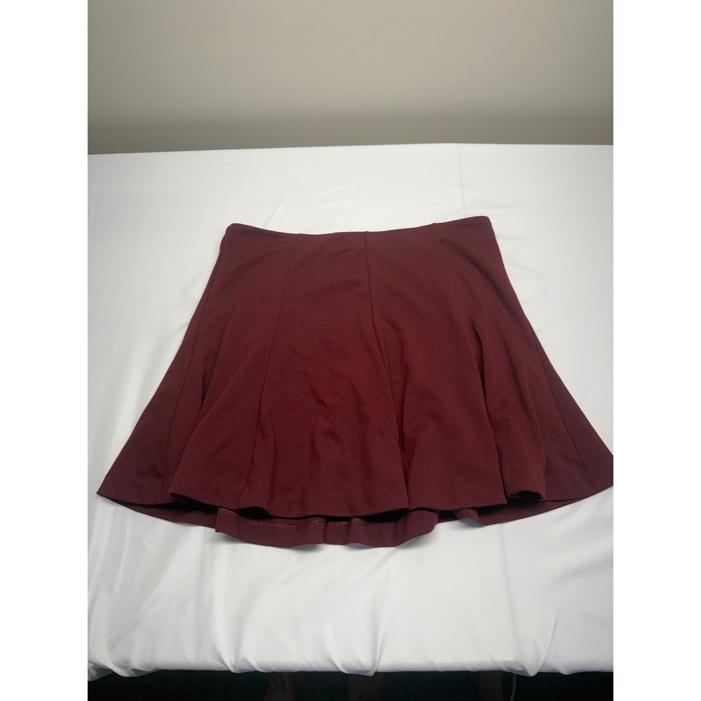 Banana Republic Petite 10 Burgundy Pleated Mini Skirt A-Line Wine Red Career - Picture 10 of 12